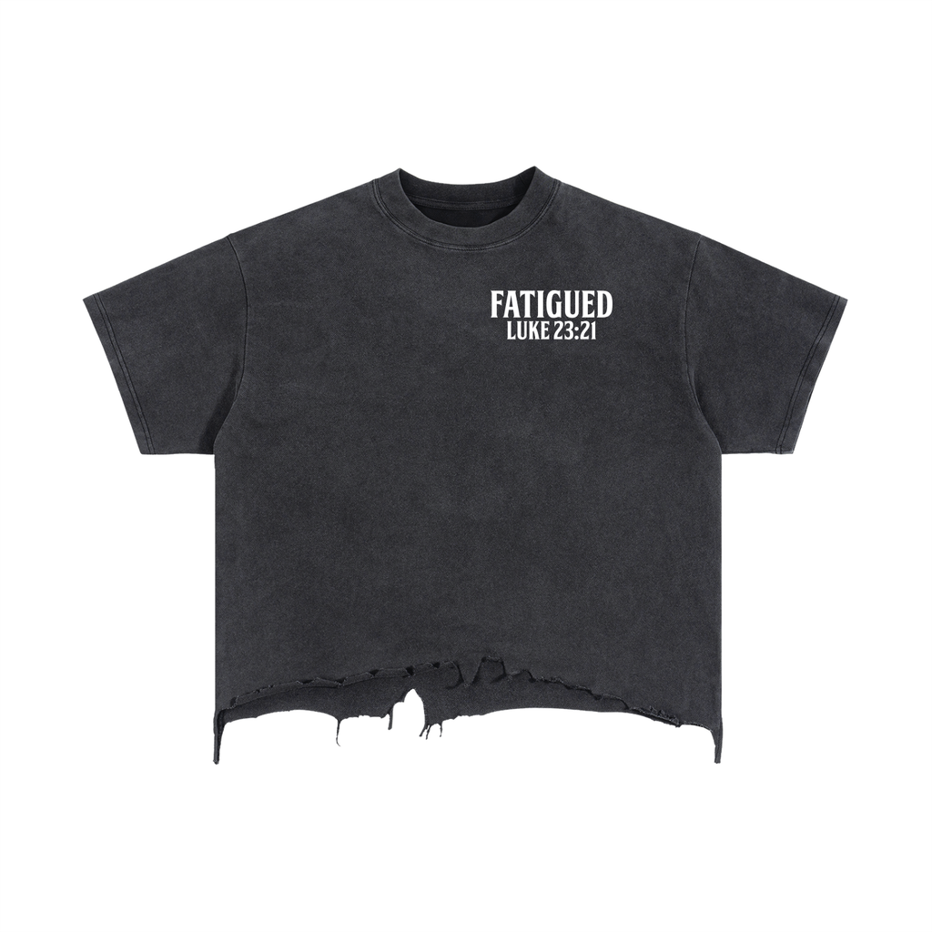 Fatigued Vintage Wash Boxy Distressed Hem T-Shirt