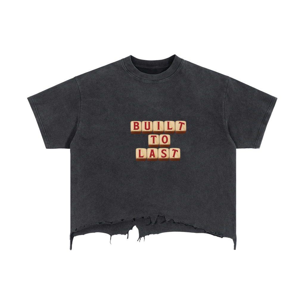 Built to Last Vintage Wash Boxy Distressed Hem T-Shirt